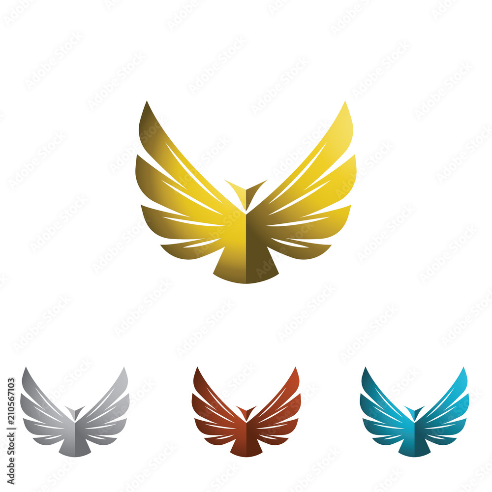 Bird or Eagle Wings in Gold Silver Bronze Sapphire