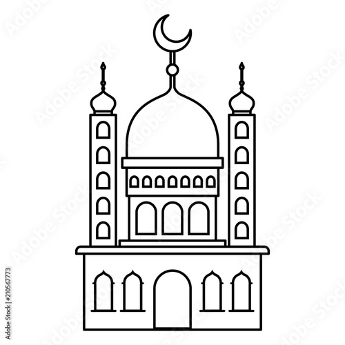 arabic castle tower with moon vector illustration design