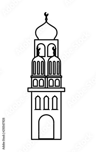 arabic castle tower with moon vector illustration design
