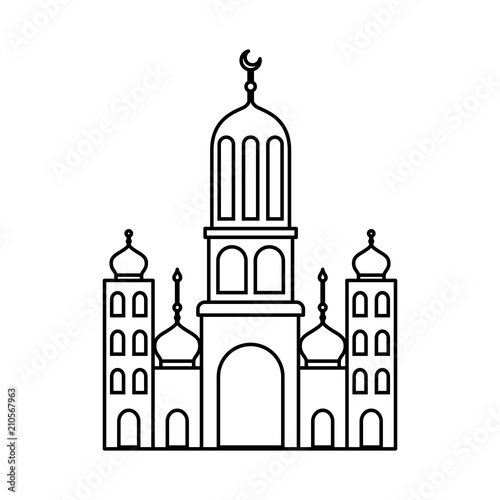 arabic castle tower with moon vector illustration design