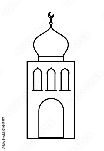 arabic castle tower with moon vector illustration design