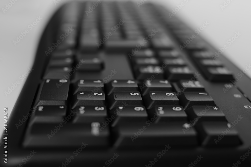 Top view of Full size desktop computer keyboard isolated on white background with clipping path inside