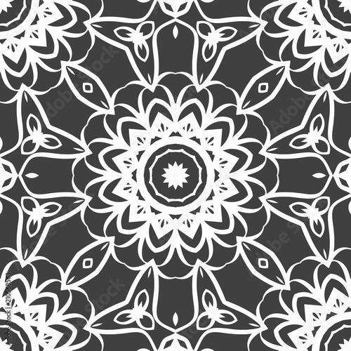 Vector illustration. pattern with floral mandala, decorative seamless ornament. design for print fabric, bandana.