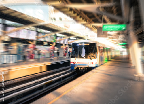 Blur filtered, metro sky train or subway.