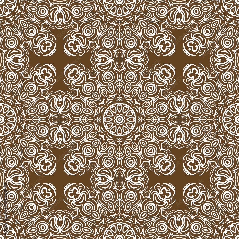 Fototapeta premium Decorative floral wallpaper for interior design. Modern geometric ornament. Seamless vector illustration.