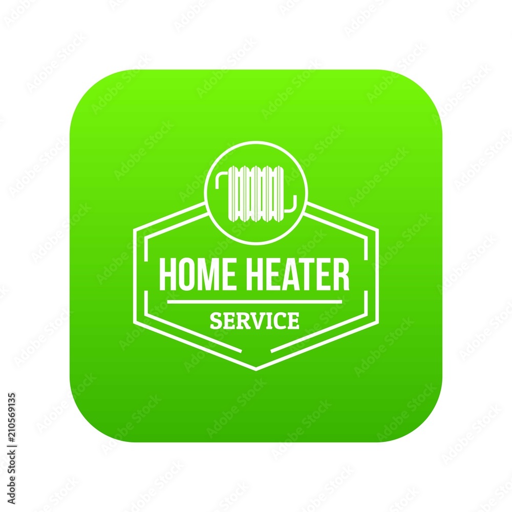Heater icon green vector isolated on white background Heater icon green vector isolated on white background