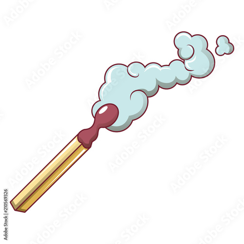 Smoking match stick icon. Cartoon of smoking match stick vector icon for web design isolated on white background