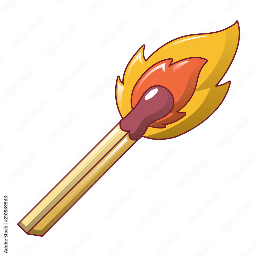 Burning match stick icon. Cartoon of burning match stick vector icon for web design isolated on white background Burning match stick icon. Cartoon of burning match stick vector icon for web design isolated on white background