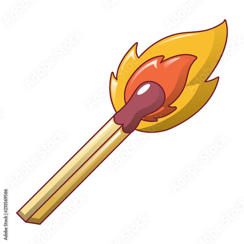 Burning match stick icon. Cartoon of burning match stick vector icon for web design isolated on white background