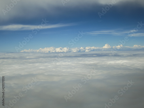 Bird eye view of cloudy on sky from airplane