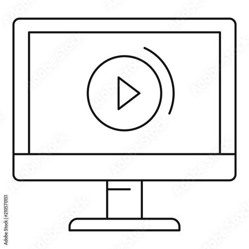 Video online icon. Outline video online vector icon for web design isolated on white background