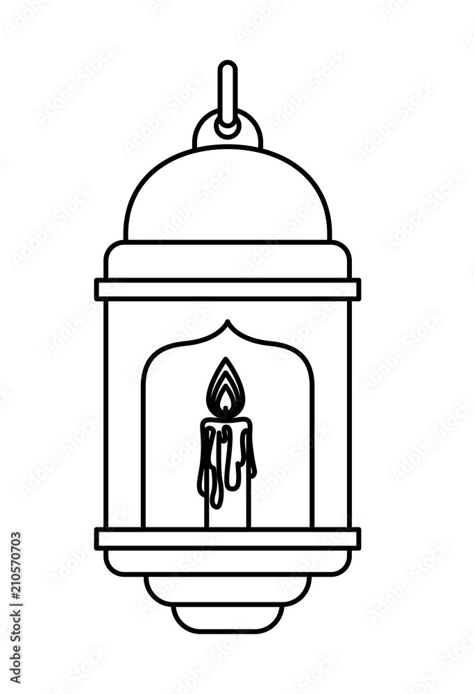 traditional arabic lamp with candle hanging vector illustration design traditional arabic lamp with candle hanging vector illustration design