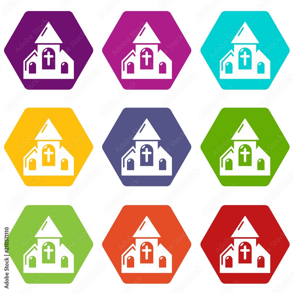 Wedding church icons 9 set coloful isolated on white for web Wedding church icons 9 set coloful isolated on white for web