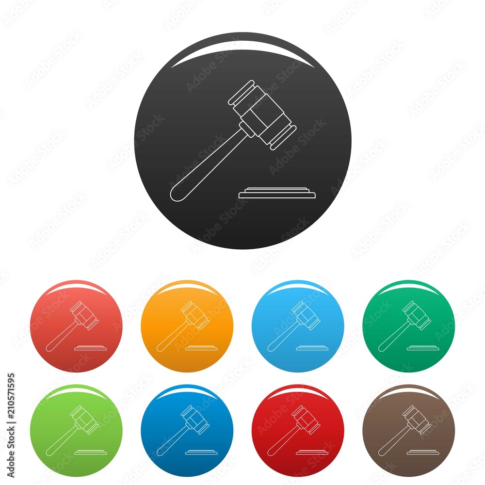 Auction gavel icon. Outline illustration of auction gavel vector icons set color isolated on white Auction gavel icon. Outline illustration of auction gavel vector icons set color isolated on white