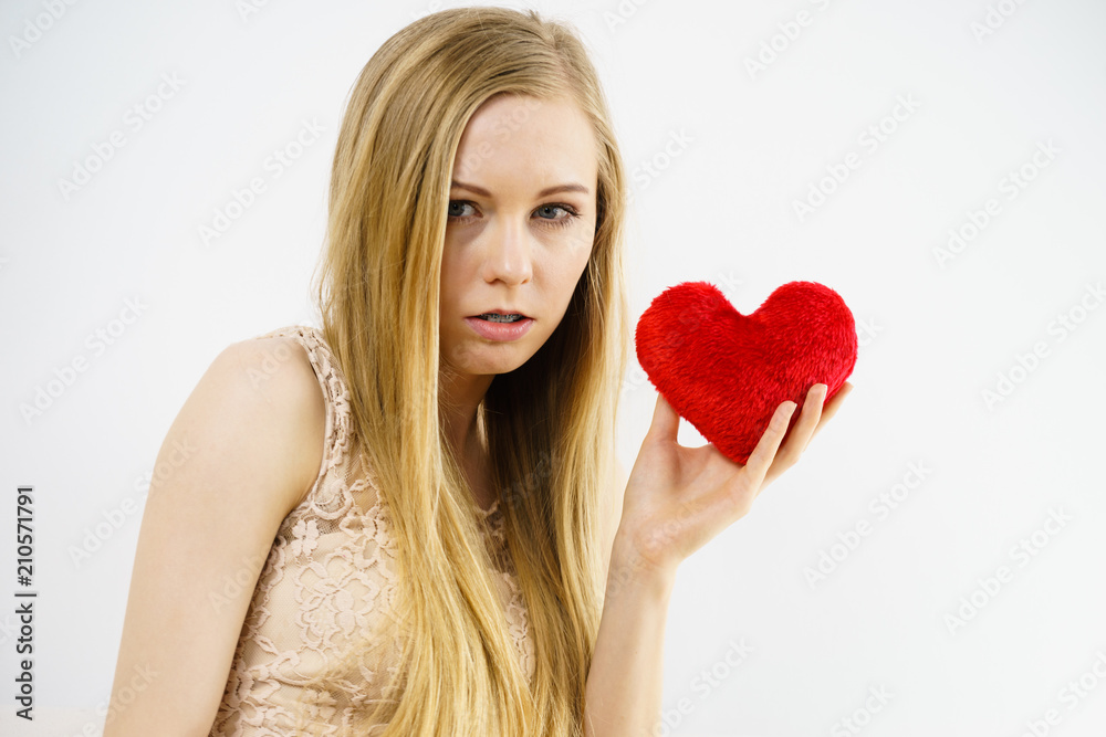 Sad woman on Valentines day Sad woman on Valentines day