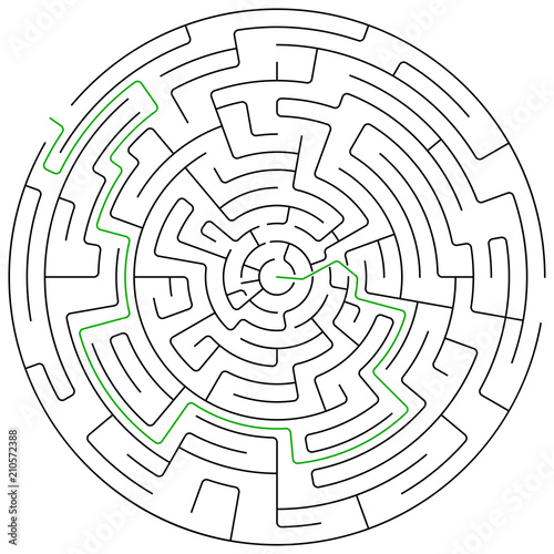 Black round maze with help