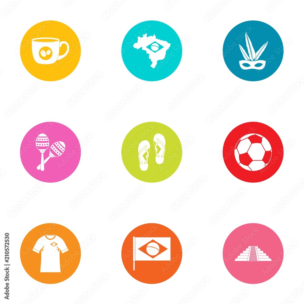 Brasilia icons set. Flat set of 9 brasilia vector icons for web isolated on white background