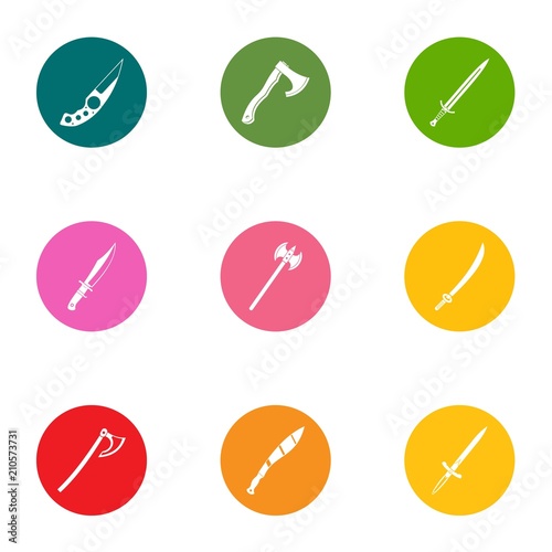 Armament icons set. Flat set of 9 armament vector icons for web isolated on white background