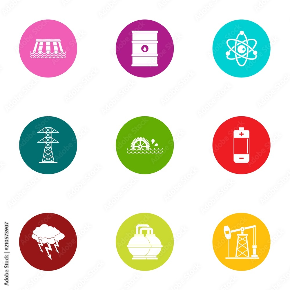 Process fuel icons set. Flat set of 9 process fuel vector icons for web isolated on white background