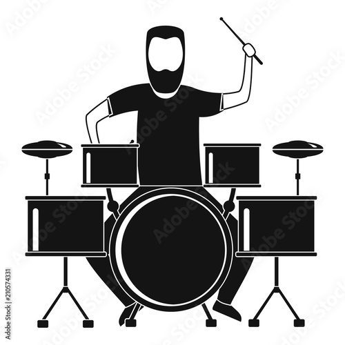Man at drums icon. Simple illustration of man at drums vector icon for web design isolated on white background