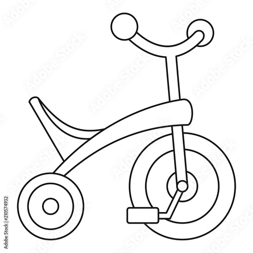 Baby tricycle icon. Outline baby tricycle vector icon for web design isolated on white background