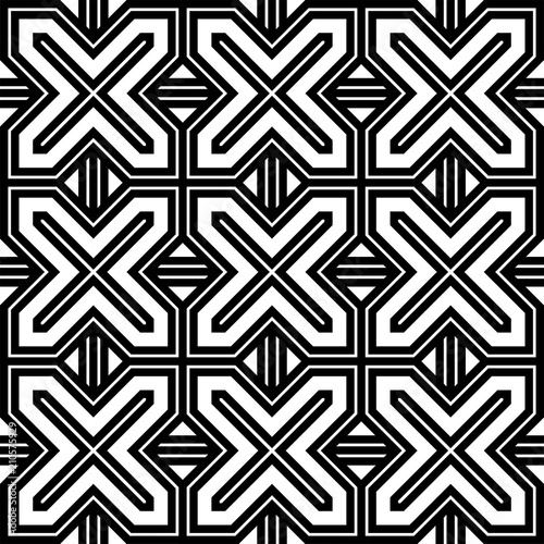 Geometric seamless pattern. Modern monochrome ornamental texture. Repeating abstract background. Trendy design with geometric shapes. Texture can be used for wallpaper, patterns fills, fabric texture