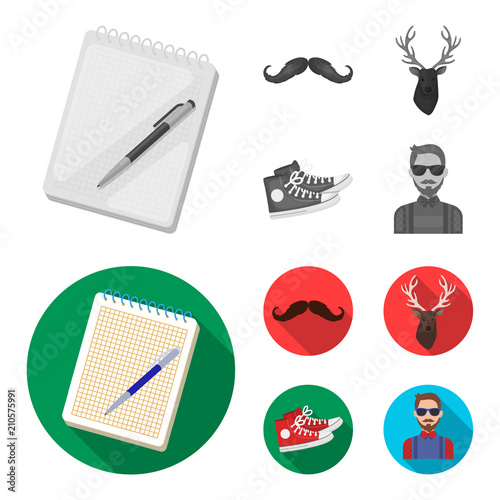 Hipster, fashion, style, subculture .Hipster style set collection icons in monochrome,flat style vector symbol stock illustration web.