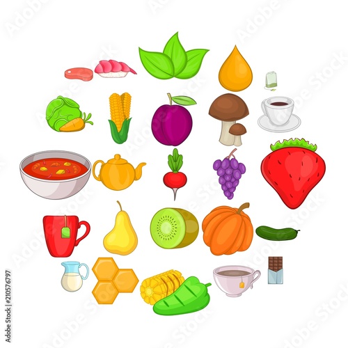 Dietetic icons set. Cartoon set of 25 dietetic vector icons for web isolated on white background