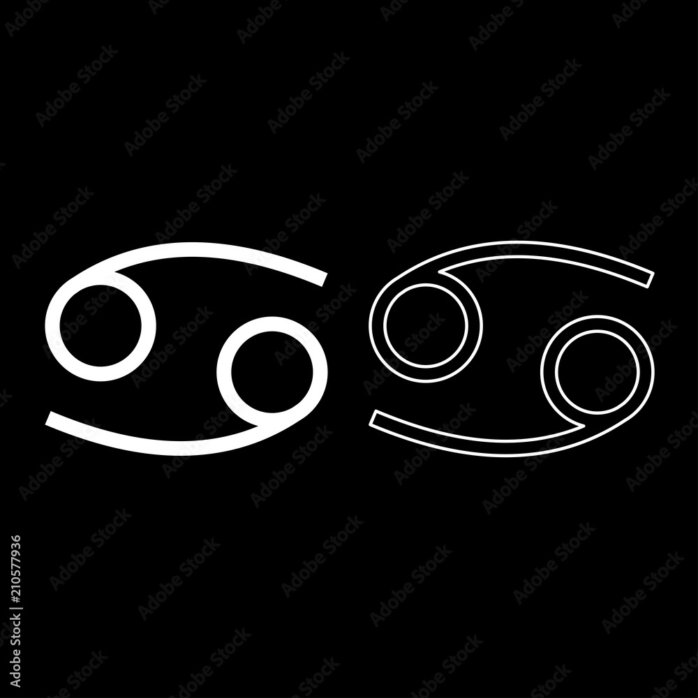 Cancer zodiac symbol crawfish sign icon set white color illustration flat style simple image Cancer zodiac symbol crawfish sign icon set white color illustration flat style simple image
