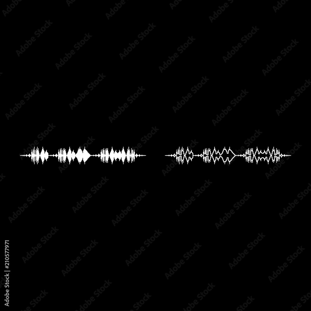 Soundtrack pulse music player audio wave equalizer element floating sound wave icon set white color illustration flat style simple image