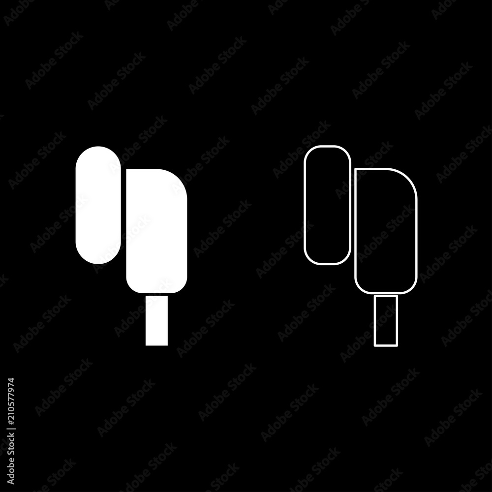 Eearphone plug icon set white color illustration flat style simple image Eearphone plug icon set white color illustration flat style simple image