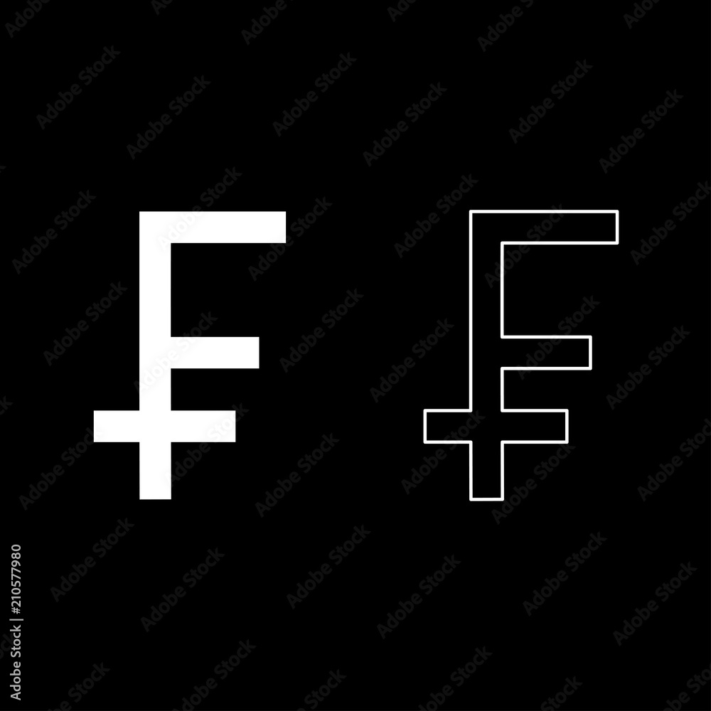 Obraz premium Franc symbol icon set white color illustration flat style simple image