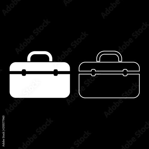 Tool box professional icon set white color illustration flat style simple image