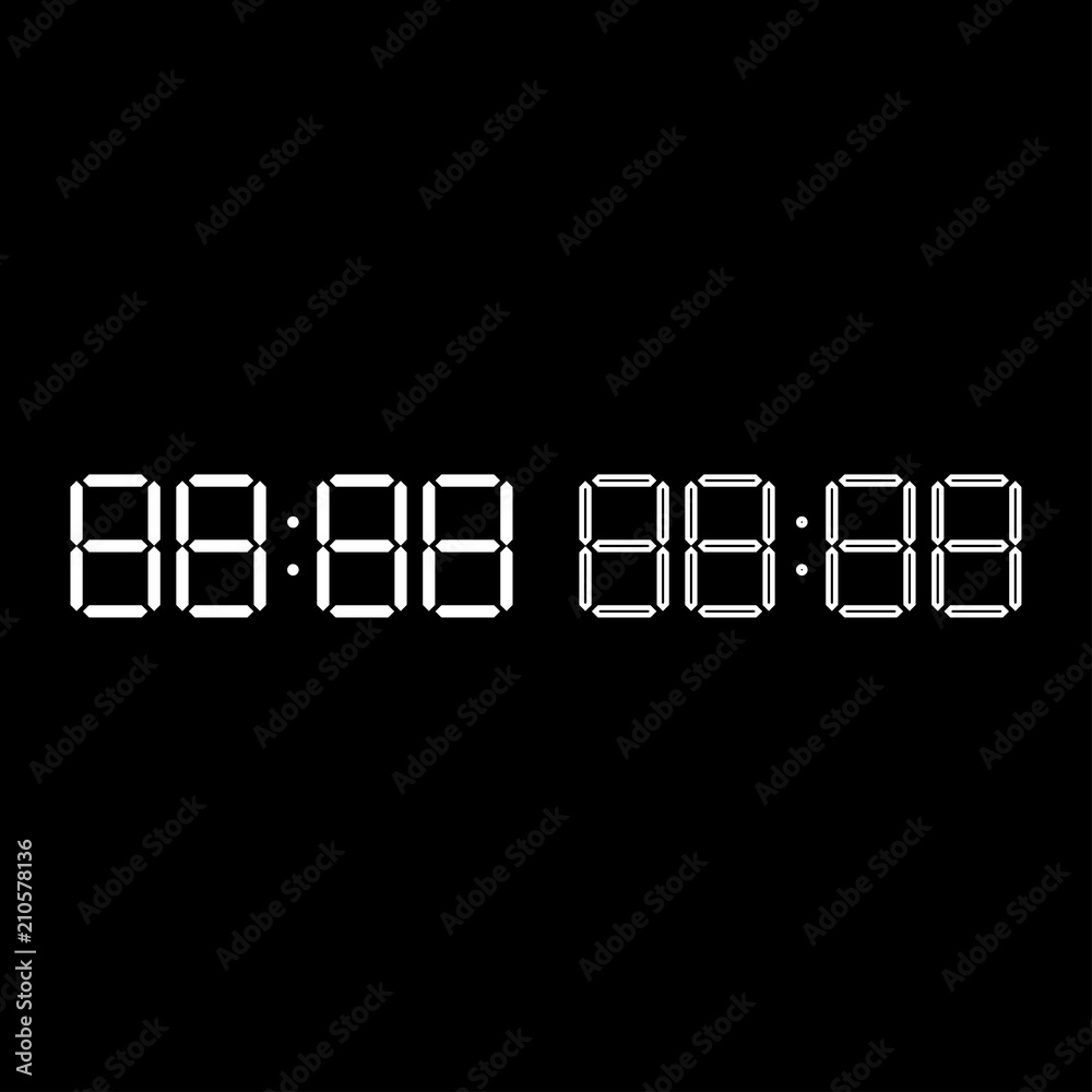 Digital clock face icon set white color illustration flat style simple image Digital clock face icon set white color illustration flat style simple image