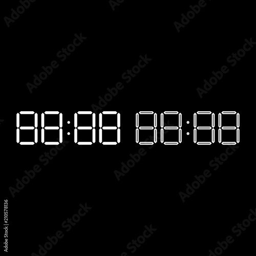 Digital clock face icon set white color illustration flat style simple image