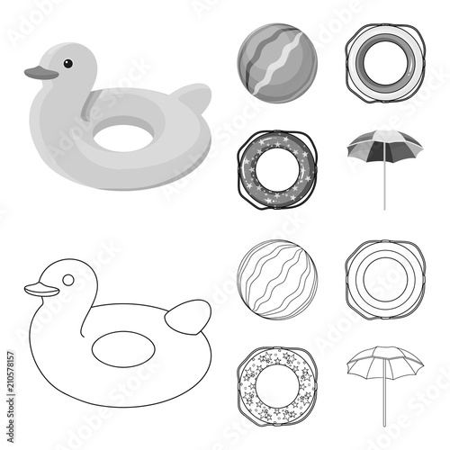 Multicolored swimming circle outline,monochrome icons in set collection for design. Different lifebuoys vector symbol stock web illustration.