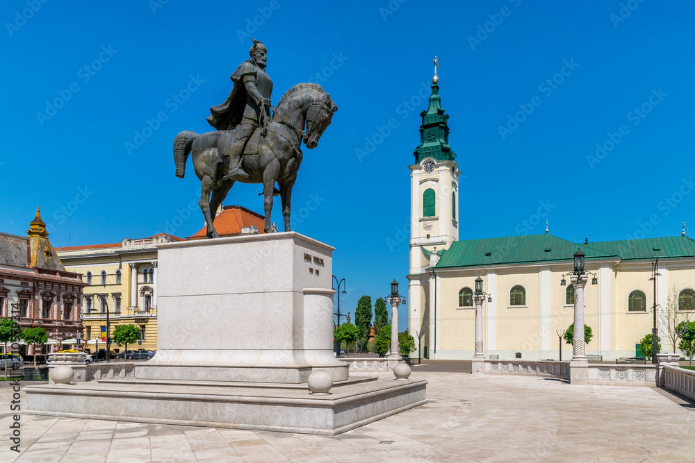 Mihai Viteazu sculpture in the Union Square in Oradea, Romania, Crisana Region