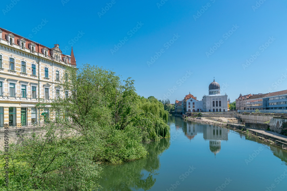 Crisul Repede river in the center of Oradea in Bihor county, Crisana, Romania and in southeastern Hungary