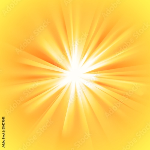 Yellow sun rays with orange flare