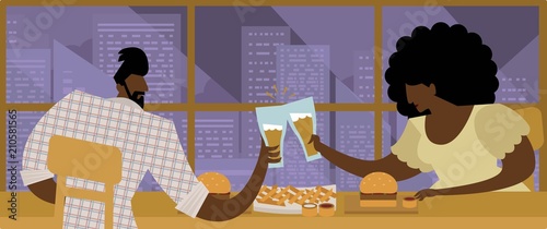 man and woman toasting