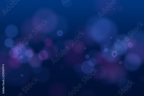Abstract defocused circular blue bokeh lights on dark background. EPS 10