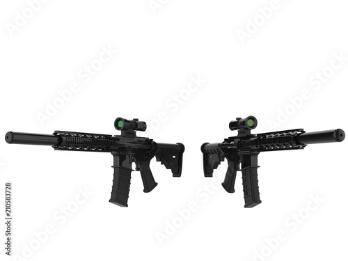 Two modern assault rifles - beauty shot