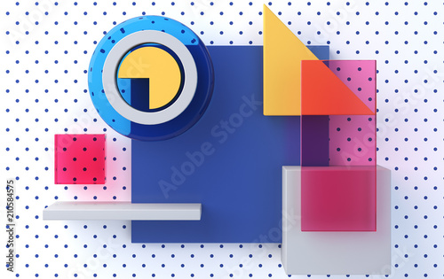 Minimalist abstract background, primitive geometrical figures, pastel colors, 3D render