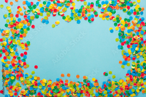 Frame made of colored confetti.