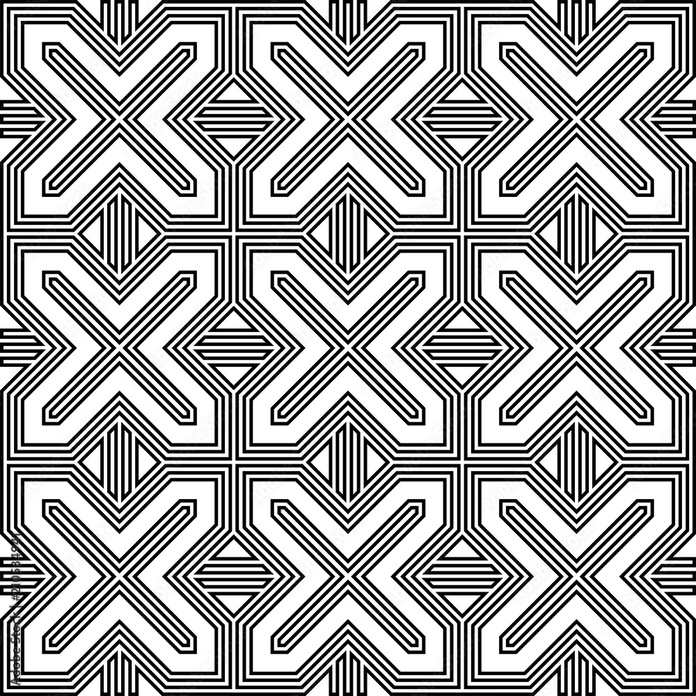 Geometric seamless pattern. Modern monochrome ornamental texture. Repeating abstract background. Trendy design with geometric shapes. Texture can be used for wallpaper, patterns fills, fabric texture