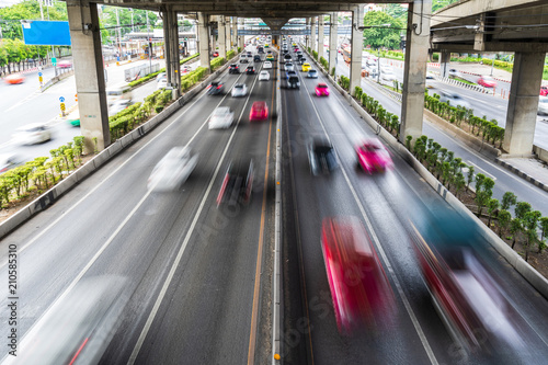 Motion blur of car on the road in the city © Naypong Studio