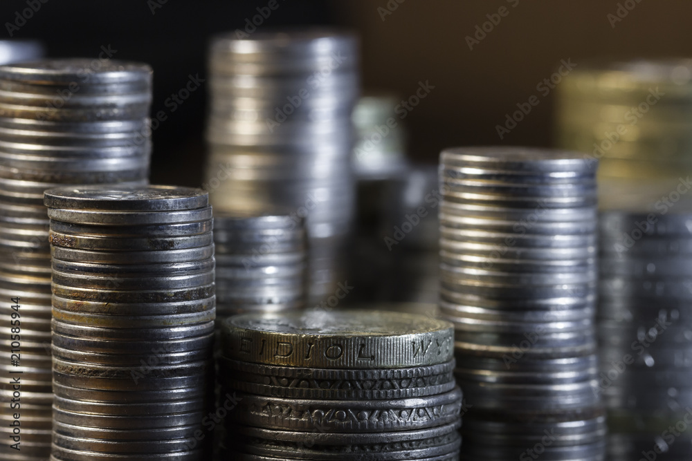 Columns of coins. Side view. Macro's Photo Columns of coins. Side view. Macro's Photo