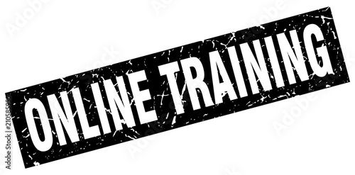 square grunge black online training stamp