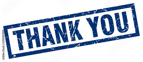 square grunge blue thank you stamp