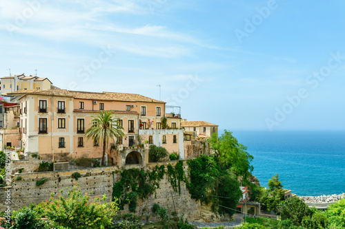 beautiful view on Pizzo town with tyrrhenian sea near town of Tropea, Calabria, Italy